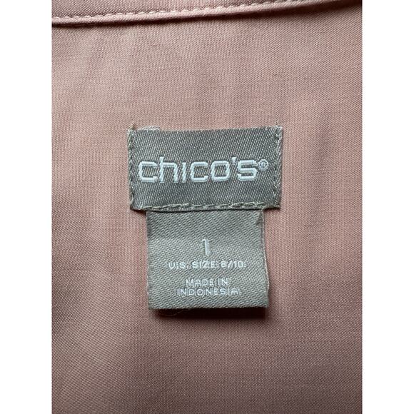 Chico's Blouse Top Women's Size 1 US 8/10 Peach Button Front Classic Career - Picture 7 of 7